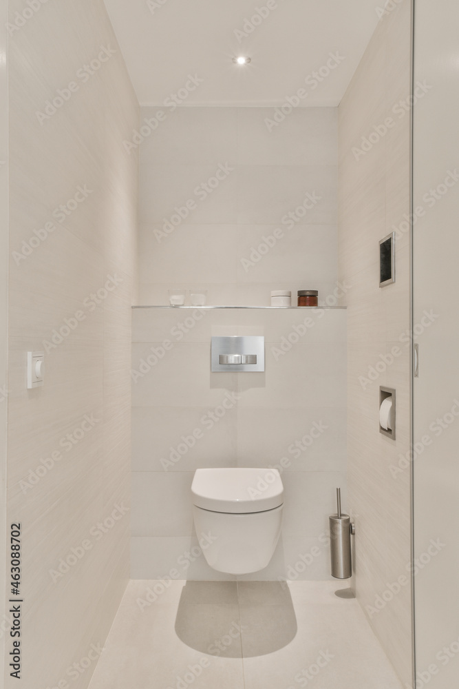 Modern bathroom interior with toilet bowl at home Modern bathroom interior with toilet bowl at home