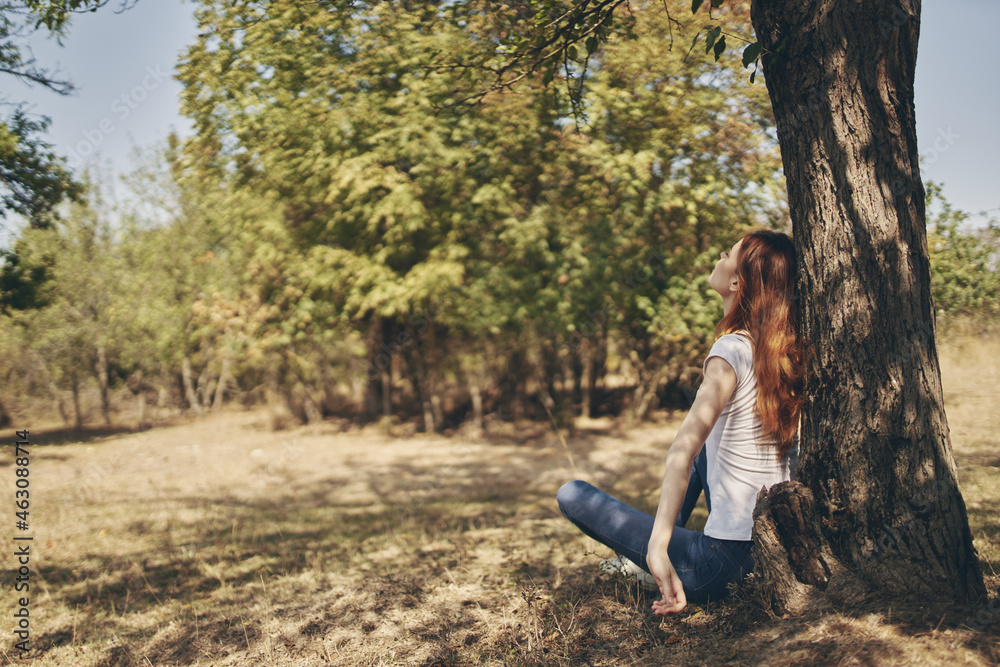 woman outdoors by the tree Sun freedom journey woman outdoors by the tree Sun freedom journey