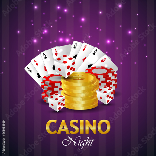 Casino online game with playing cards and gold coin