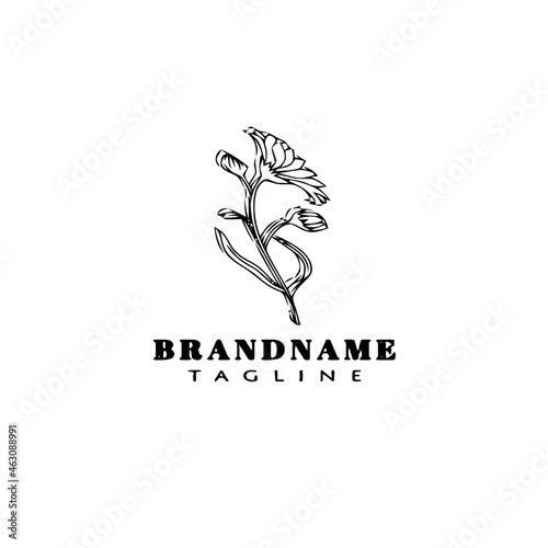 flower logo cartoon icon design template black cute vector illustration