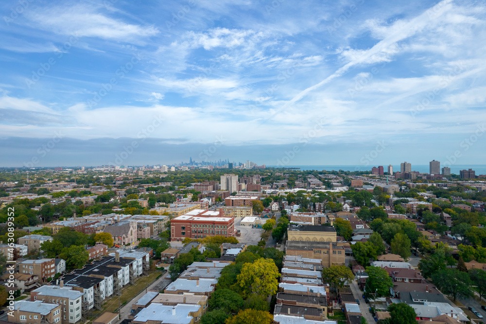Naklejka premium Chicago Aerial Drone View from South Shore