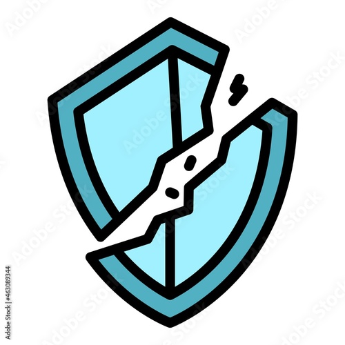 Broken antivirus icon. Outline broken antivirus vector icon color flat isolated