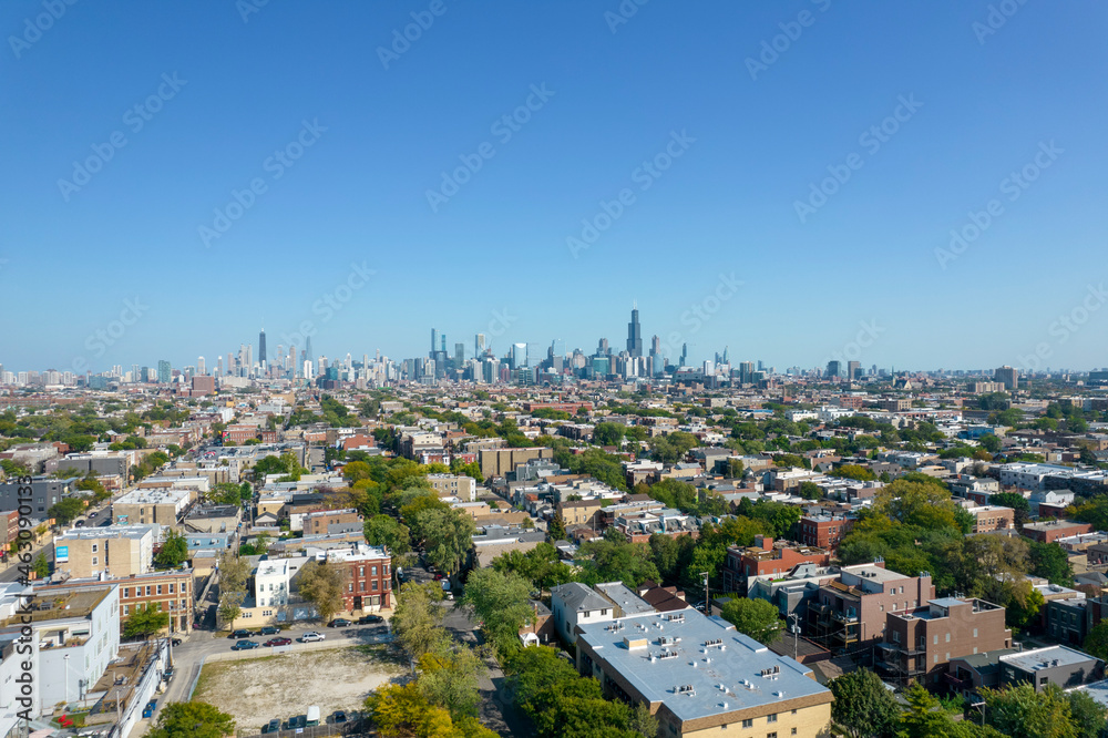 Chicago Aerial View Skyline From Northwest