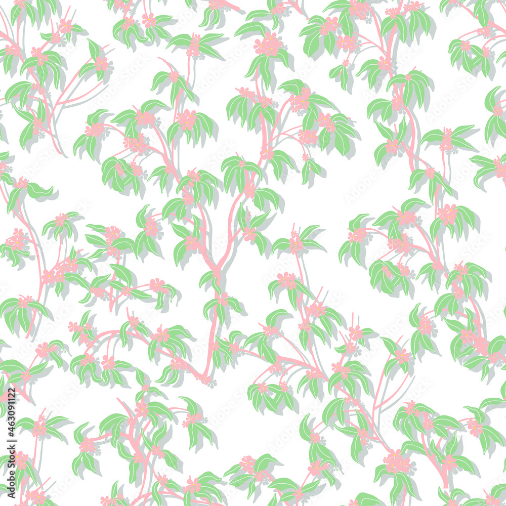  leaves dried branches vector seamless pattern. background for fabrics, prints, packaging and postcards branches with striped leaves vector seamless pattern. A hedge of twigs on a colored background