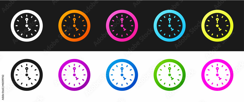 Set Clock icon isolated on black and white background. Time symbol. Vector Set Clock icon isolated on black and white background. Time symbol. Vector