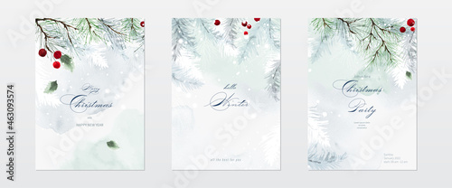 Collection of Christmas watercolor natural art background set