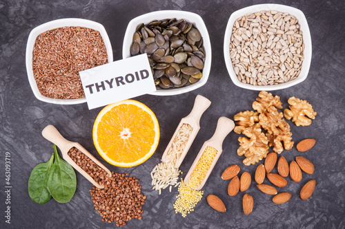 Nutritious products and ingredients containing vitamins for healthy thyroid