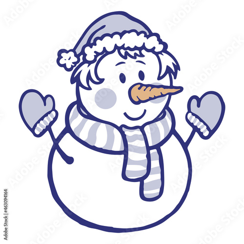 Snowman vector cartoon Icon character illustration.