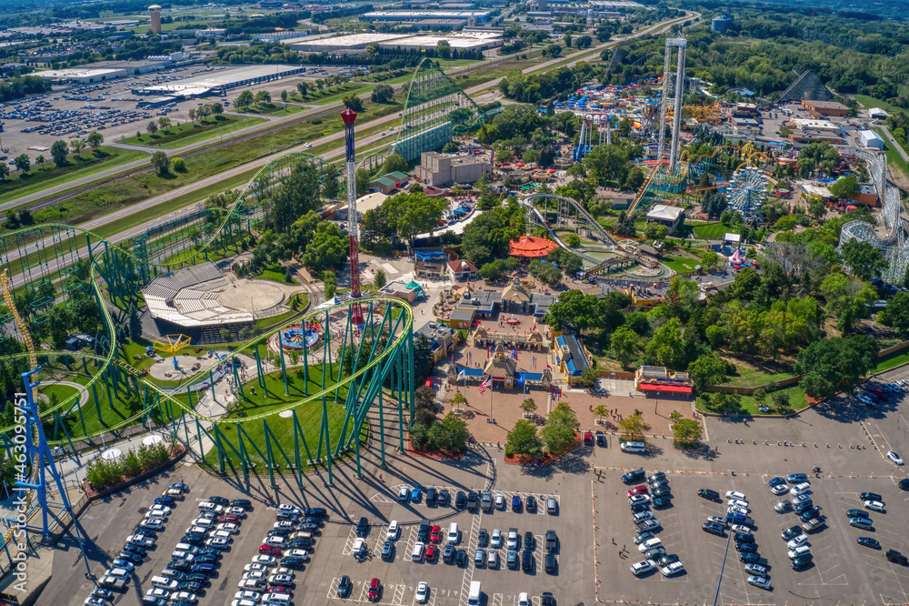 Aerial View of a popular Amusement Park in Shakopee, Minnesota