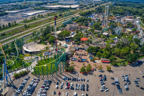 Aerial View of a popular Amusement Park in Shakopee  Minnesota