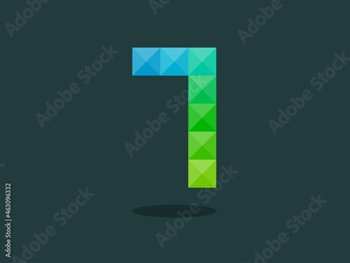 Geometric Number 7 with perfect combination of blue-green colors. Good for print, business logo, design element, t-shirt design, etc.