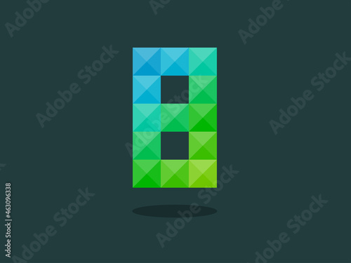Geometric Number 8 with perfect combination of blue-green colors. Good for print, business logo, design element, t-shirt design, etc.