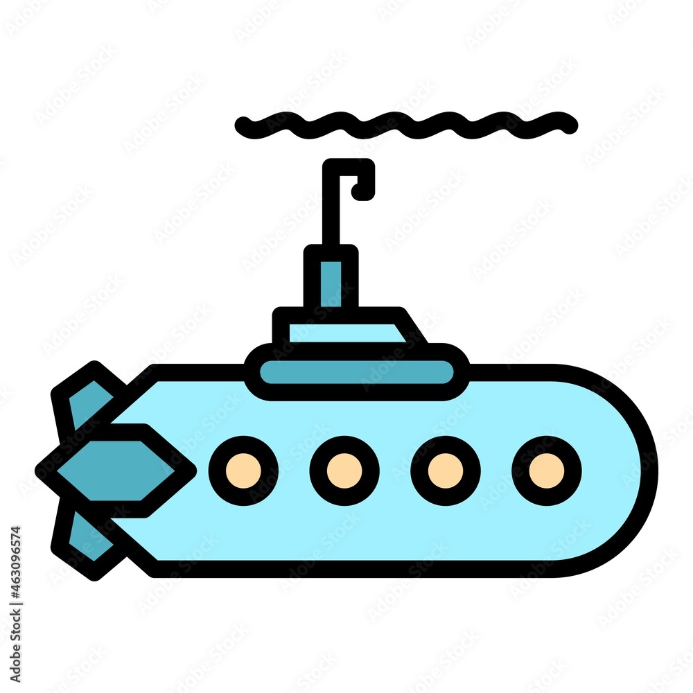 Steel submarine icon. Outline steel submarine vector icon color flat isolated Steel submarine icon. Outline steel submarine vector icon color flat isolated