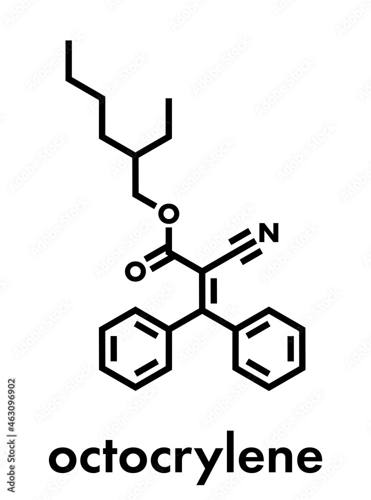 Octocrylene sunscreen molecule. Skeletal formula.