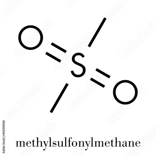 Methylsulfonylmethane (MSM) dietary supplement molecule, chemical structure Skeletal formula.