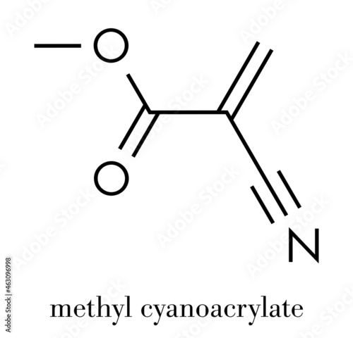 Methyl cyanoacrylate molecule, the main component of cyanoacrylate glues (instant glue). Skeletal formula.