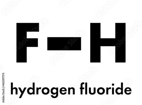 Hydrogen fluoride (HF) molecule. Skeletal formula. photo