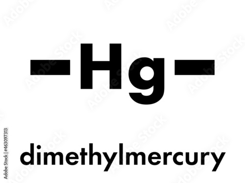 Dimethylmercury  (organomercury compound), chemical structure. Skeletal formula.
