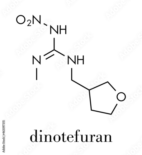 Dinotefuran insecticide molecule (neonicotinoid class). Skeletal formula.