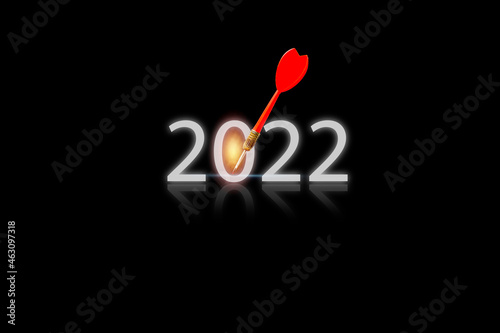 Success goals Targeting the business concept,New year 2022 or start straight concept,The concept of starting a new 2022 business that goes better, business to success target concept.
