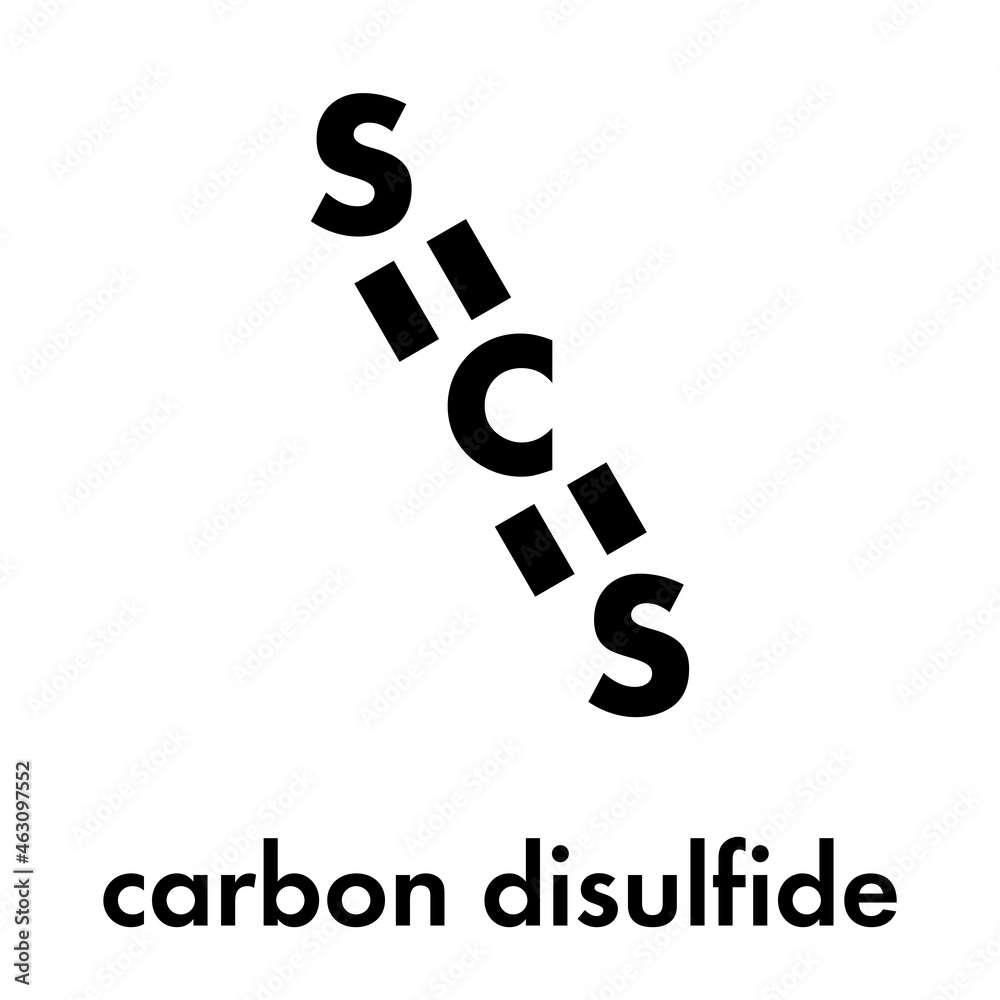 Carbon disulfide (CS2) molecule. Liquid used for fumigation and as insecticide. Skeletal formula