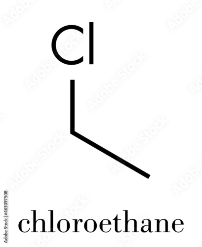 Chloroethane (ethyl chloride) local anesthetic molecule. Skeletal formula.