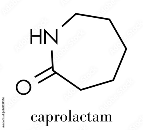 Caprolactam, the building block of Nylon-6 (polycaprolactam) plastic. Skeletal formula.