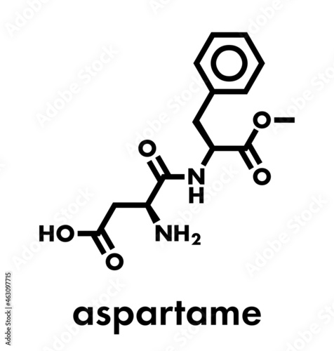 Aspartame artificial sweetener molecule (sugar substitute). Skeletal formula.