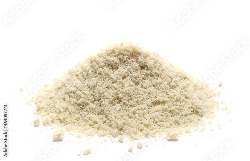Organic sesame protein powder supplement isolated on white 