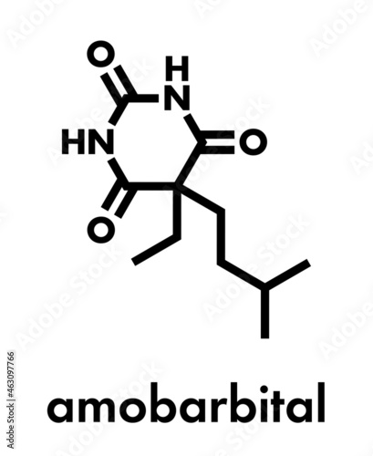 Amobarbital  amylobarbitone  barbiturate sedative  chemical structure. Skeletal formula.