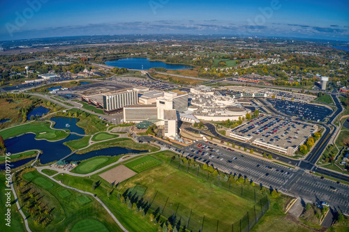 Aerial View of a Large Casino on the Shakopee Mdewakanton Sioux Community Reservation in the Twin Cities of Minnesota photo