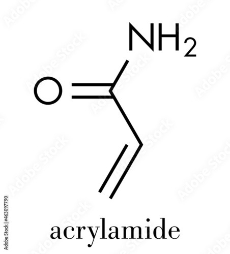 acrylamide molecule, polyacrylamide building block and heat-generated food pollutant. Skeletal formula.