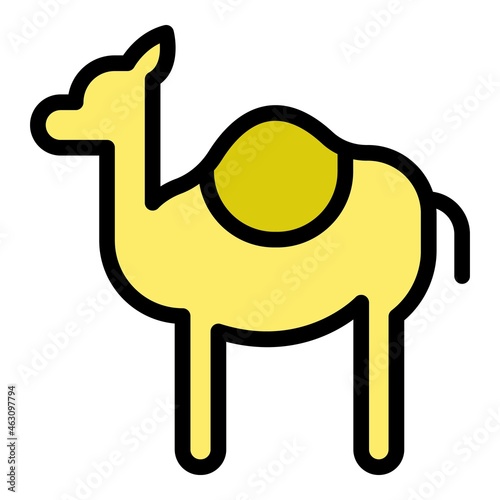 Sahara camel icon. Outline sahara camel vector icon color flat isolated