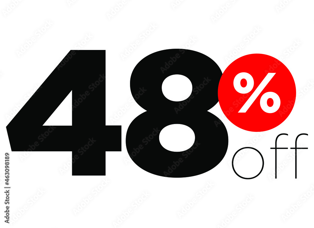 48%. number forty-eight percent off. modern font to use as a tag in digital marketing promotions and discounts. eps10 48%. number forty-eight percent off. modern font to use as a tag in digital marketing promotions and discounts. eps10