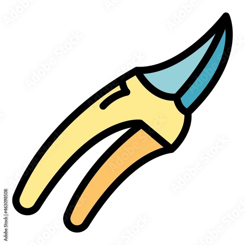 Tree secateurs icon. Outline tree secateurs vector icon color flat isolated