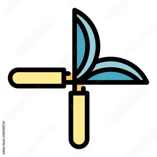 Farm pruners icon. Outline farm pruners vector icon color flat isolated