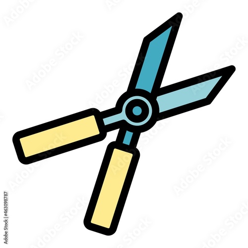 Farm secateurs icon. Outline farm secateurs vector icon color flat isolated