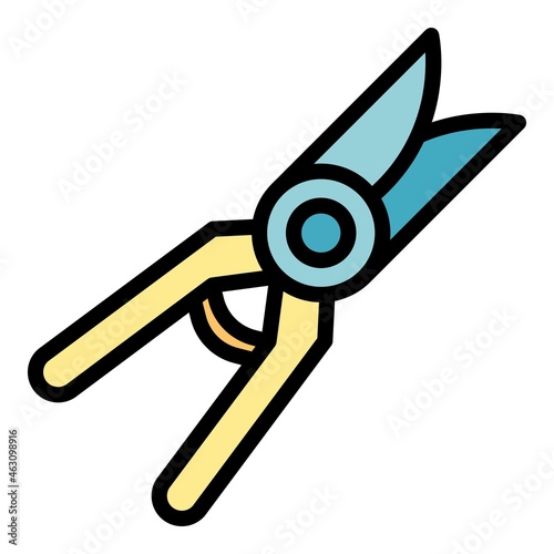 Garden shears icon. Outline garden shears vector icon color flat isolated