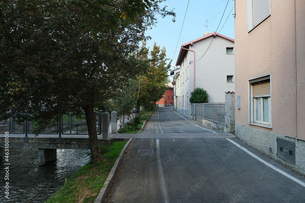 Il centro storico di Mozzanica in provincia di Bergamo, Italia.