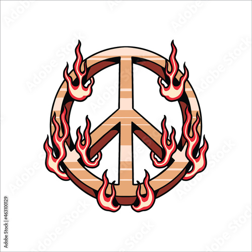 burning peace tattoo vector design photo