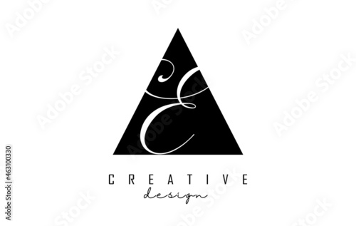 Letters AE a e Logo with a minimalist design. Abstract overlapping letters A & E with geometric and handwritten typography. Creative Vector Illustration with letters A and E. Lettering sign.