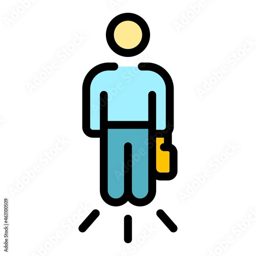 Worker career icon. Outline worker career vector icon color flat isolated
