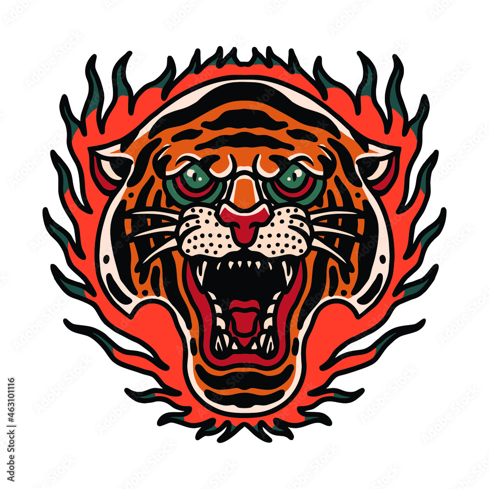 tiger tattoo illustration vector design