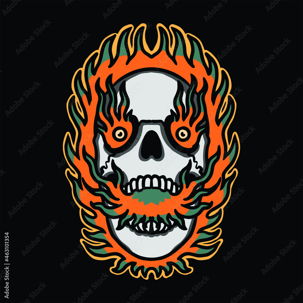 Fototapeta premium skull tattoo illustration vector design