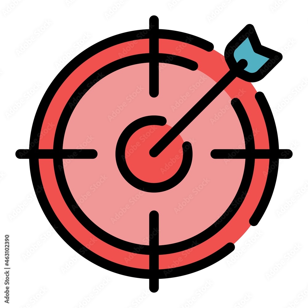 Target career arrow icon. Outline target career arrow vector icon color flat isolated