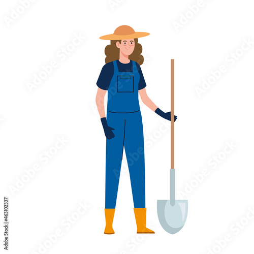 female farmer with shovel