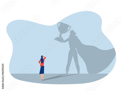 Businesswoman Watches his dream with impower woman about Victory,Success, Leadership Career Concept Vector illustration.
