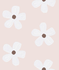 Stickers Bloemenmotief patronen Witte bloemen op zacht roze  © Magdalena