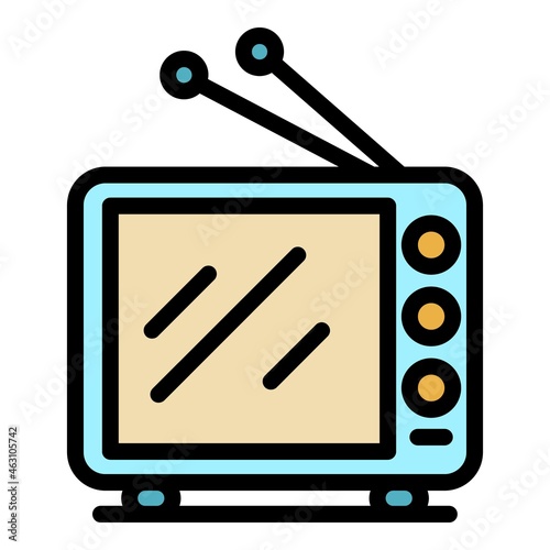 Democracy on tv icon. Outline democracy on tv vector icon color flat isolated