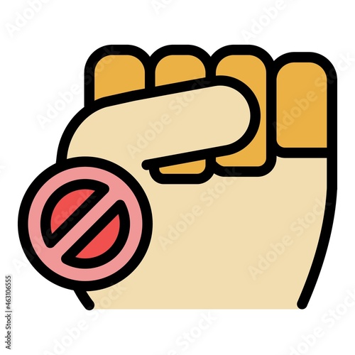 Democracy fist icon. Outline democracy fist vector icon color flat isolated